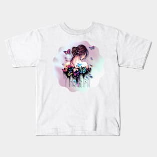 Girl with Butterflies 5 Kids T-Shirt